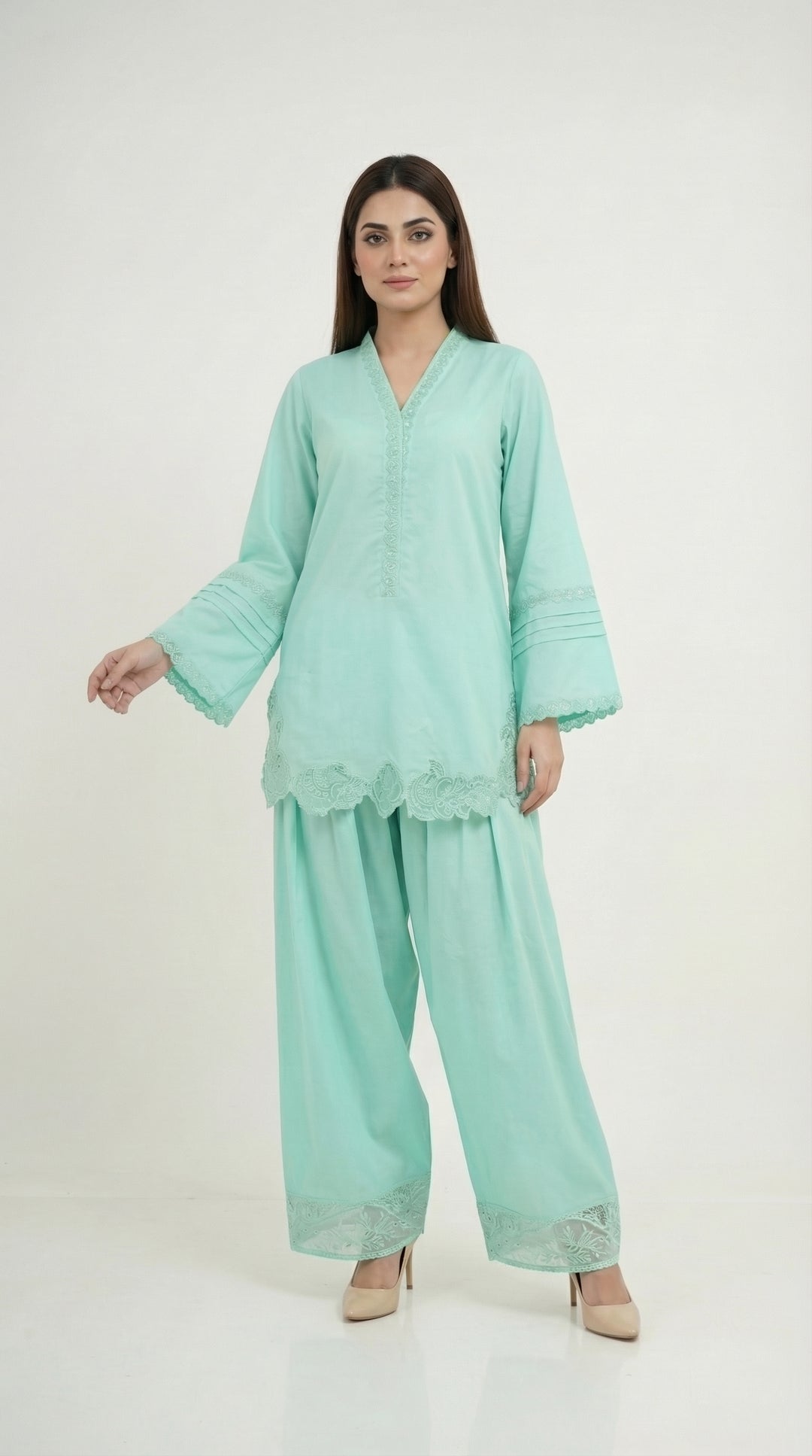 Reema Ahsan - Zira Lawn Suit For Women - Sea Green - 2 Piece