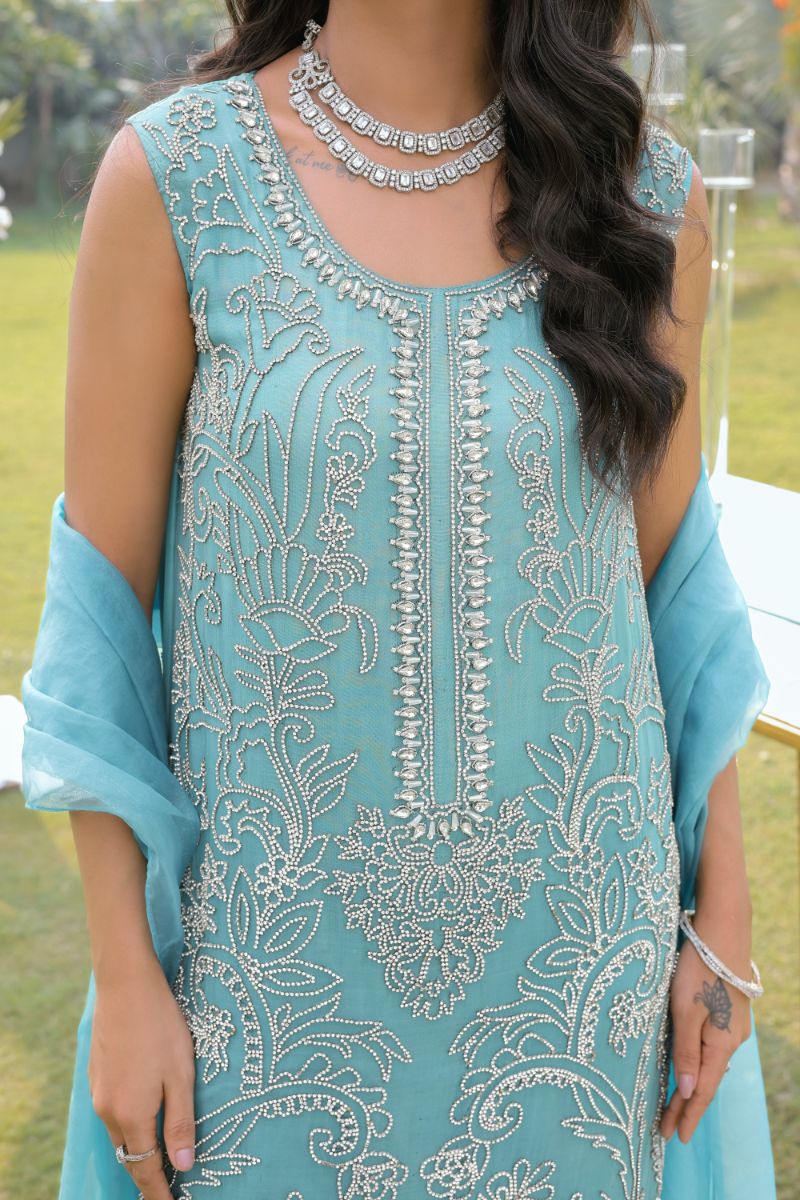 Reema Ahsan - Zirah - Multi Fabric - Teal - 3 Piece