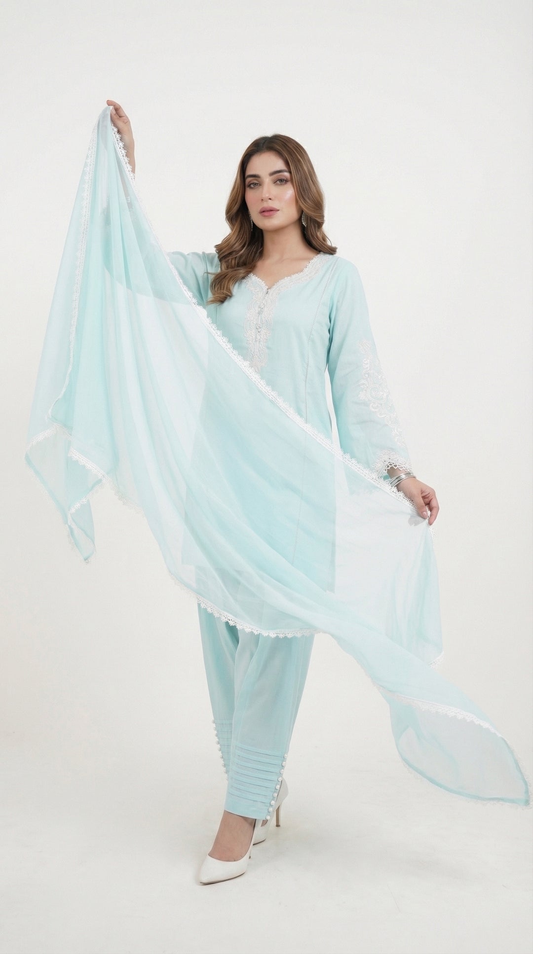 Reema Ahsan - Zyla Lawn Suit For Women - Ice Blue - 3 Piece