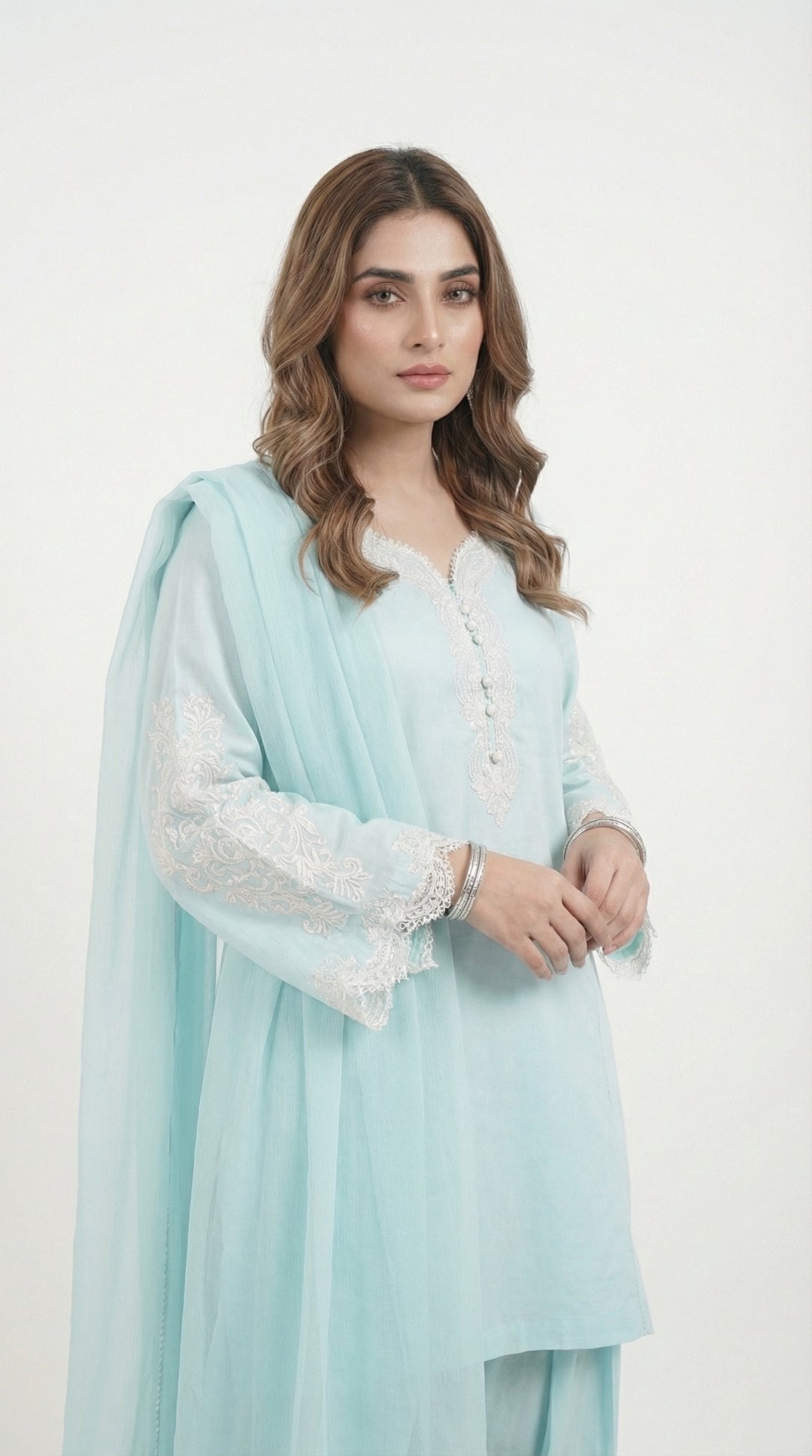 Reema Ahsan - Zyla Lawn Suit For Women - Ice Blue - 3 Piece