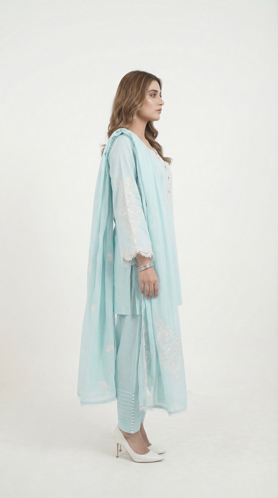 Reema Ahsan - Zyla Lawn Suit For Women - Ice Blue - 3 Piece