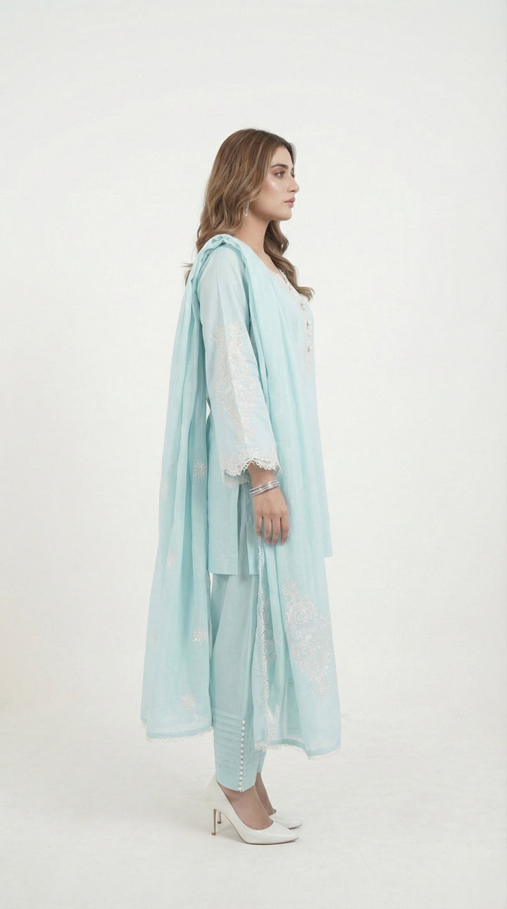 Reema Ahsan - Zyla Lawn Suit For Women - Ice Blue - 3 Piece