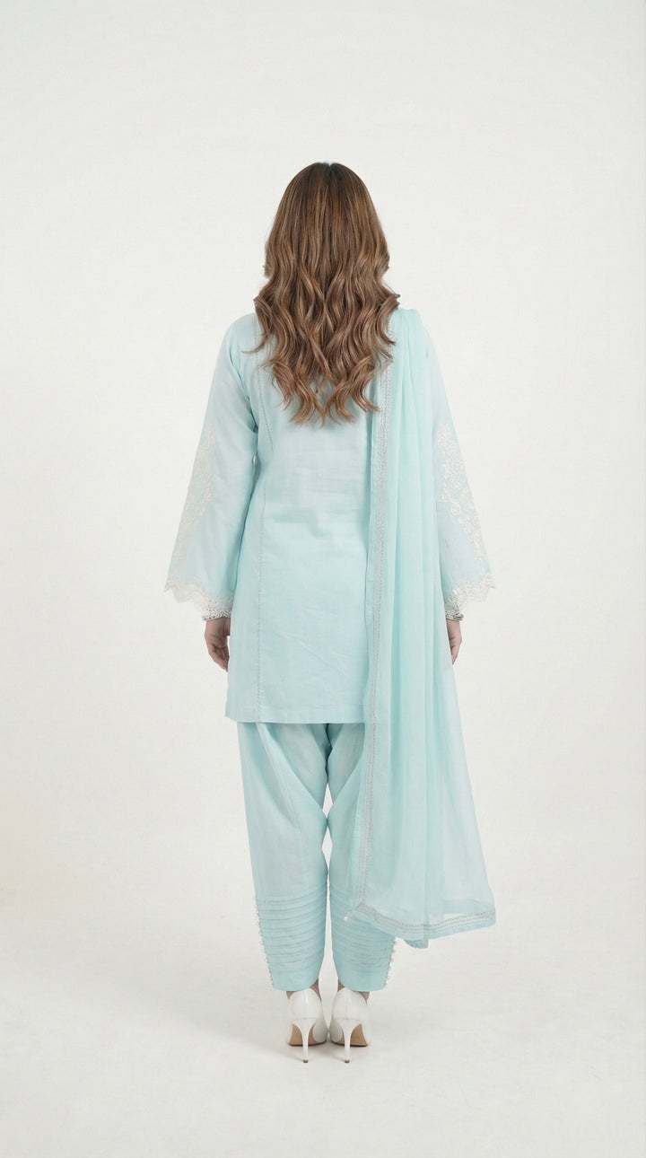 Reema Ahsan - Zyla Lawn Suit For Women - Ice Blue - 3 Piece