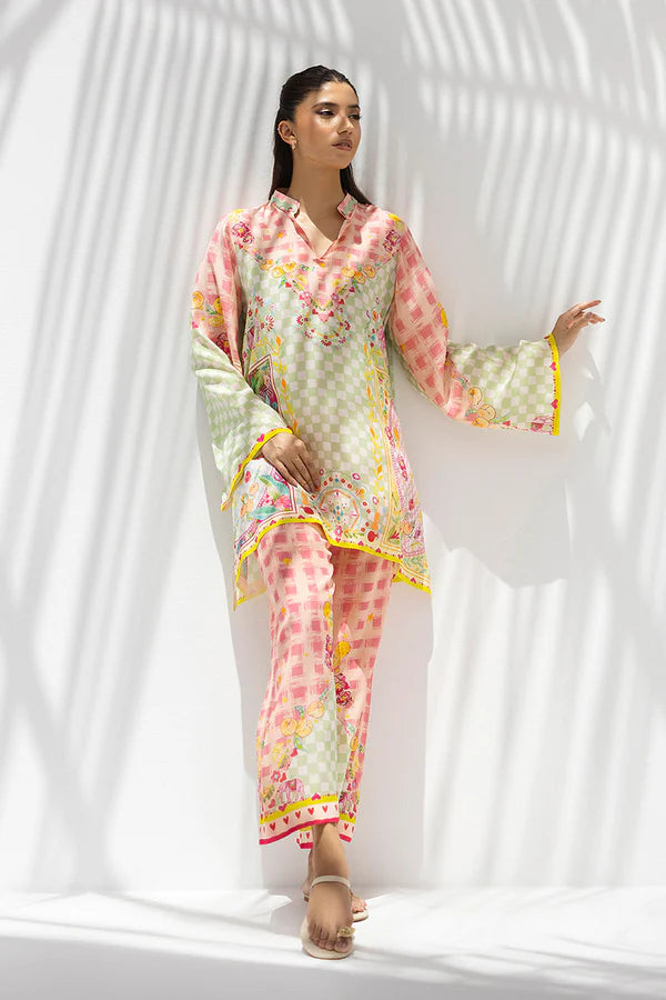 Sania Maskatiya - Rene (A) - Crepe , Crepe - Tea Green & Blush Pink - 2 Piece