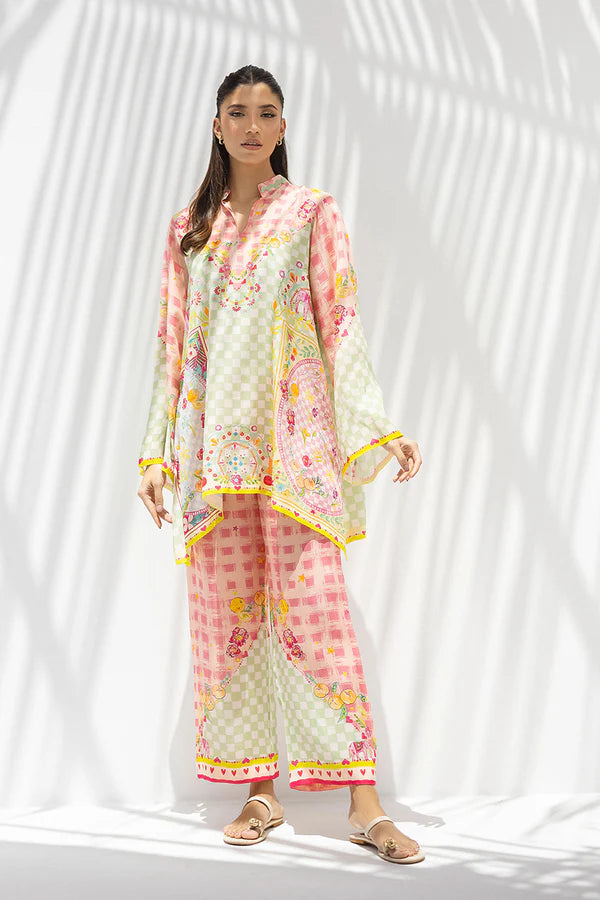 Sania Maskatiya - Rene (A) - Crepe , Crepe - Tea Green & Blush Pink - 2 Piece