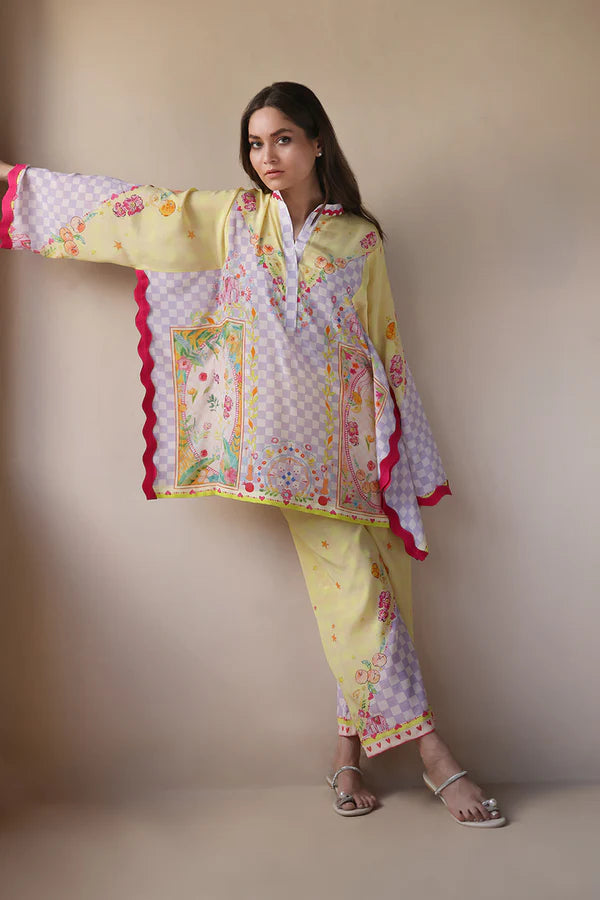 Sania Maskatiya - Rene (B) - Crepe , Crepe - Lemon Yellow - 2 Piece