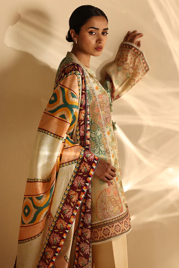 Sania Maskatiya - Rhel - Cotton Net / Raw Silk / Medium Silk - Egg Shell - 3 Piece