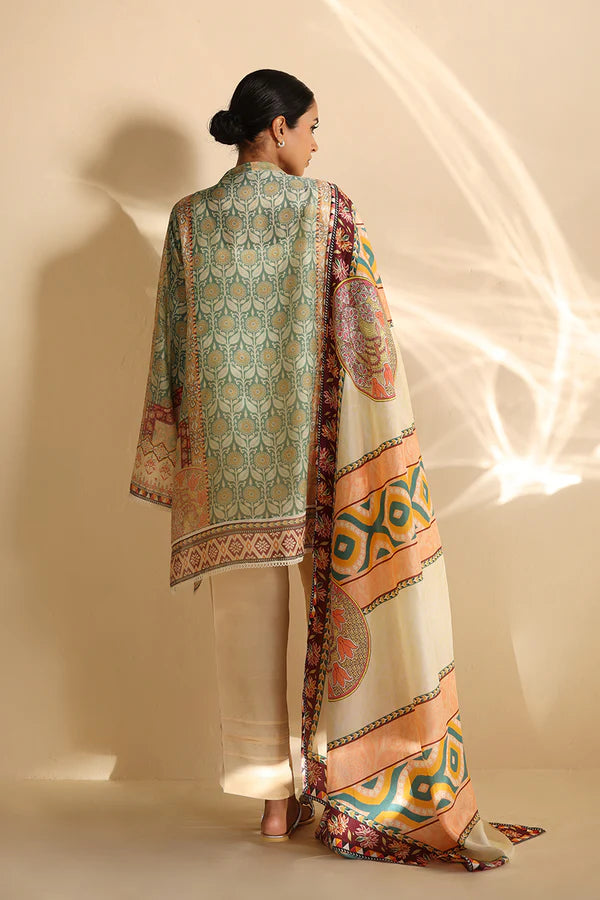 Sania Maskatiya - Rhel - Cotton Net / Raw Silk / Medium Silk - Egg Shell - 3 Piece