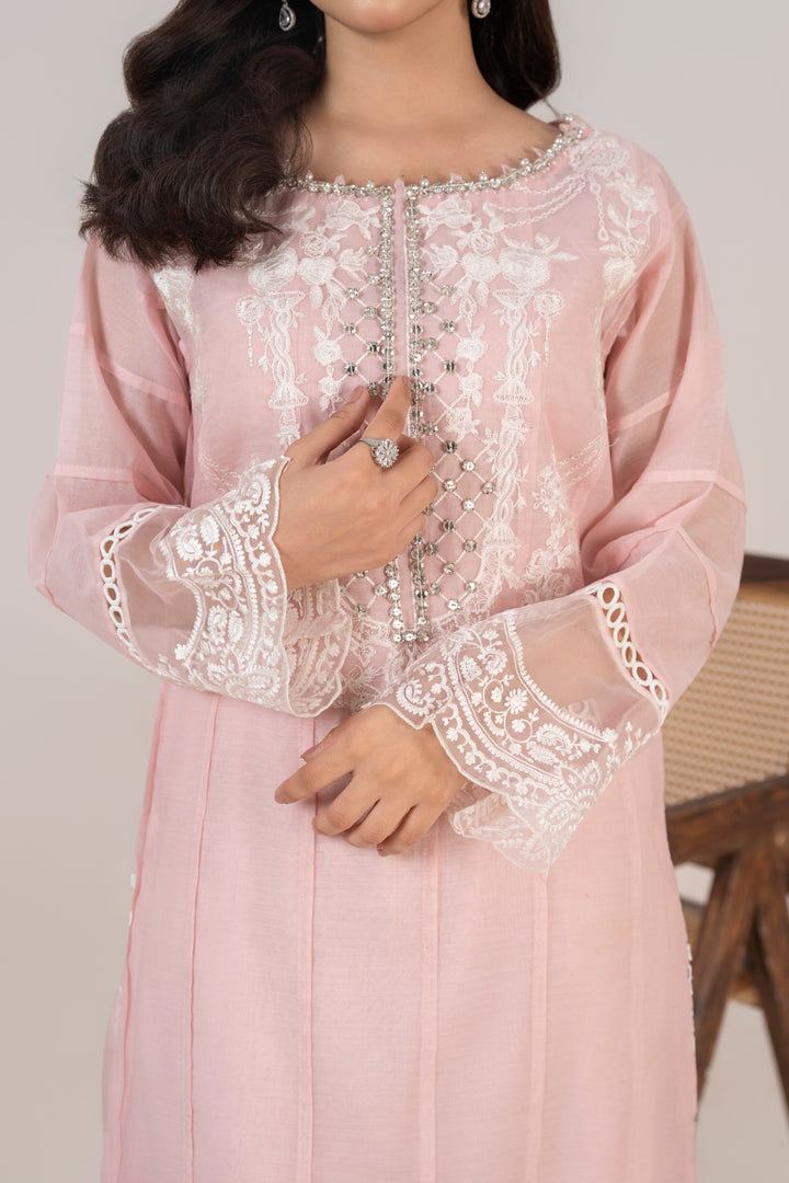 Laleen - Riva Cotton Silk Suit For Women - Baby Pink - 3 Piece