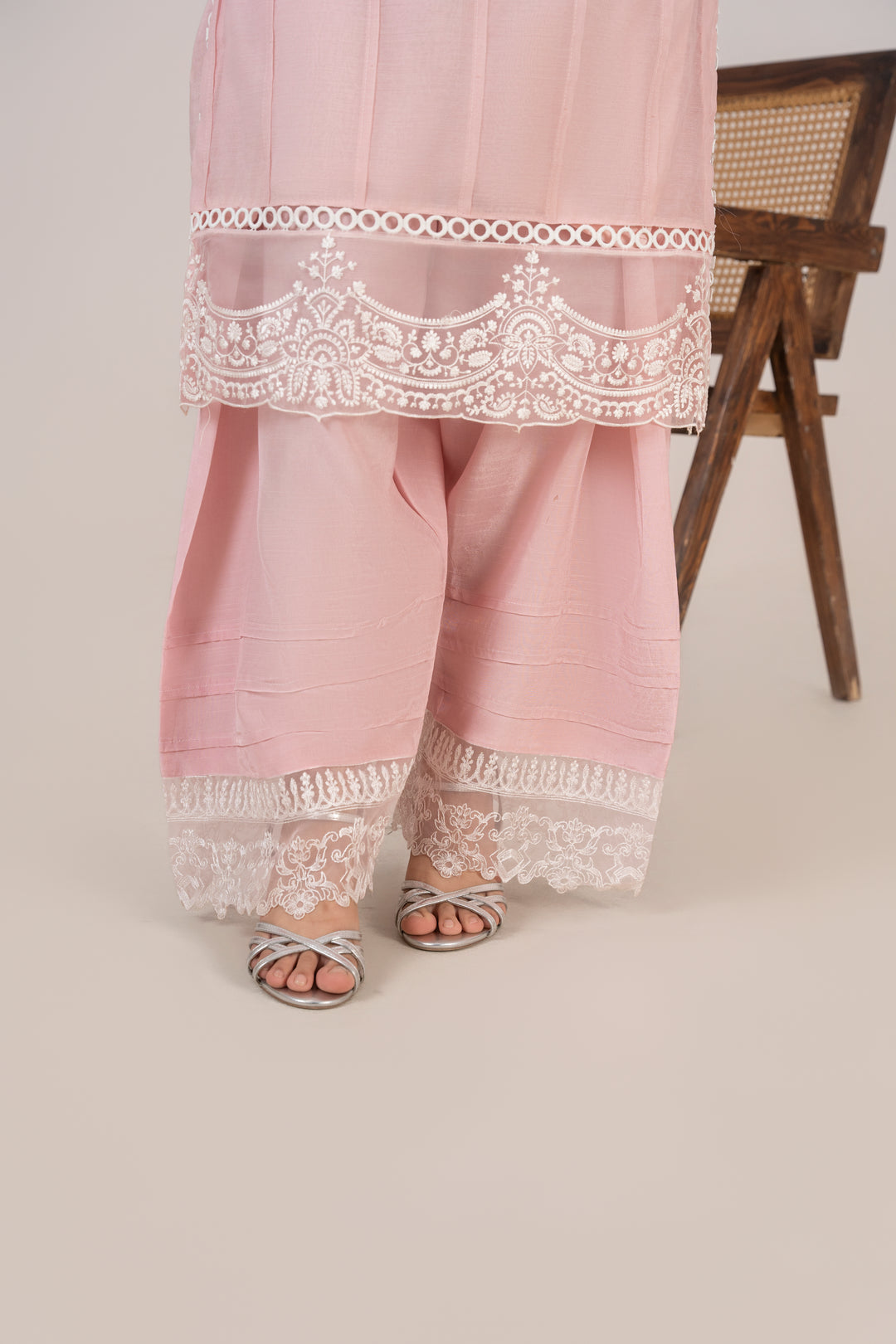 Laleen - Riva Cotton Silk Suit For Women - Baby Pink - 3 Piece