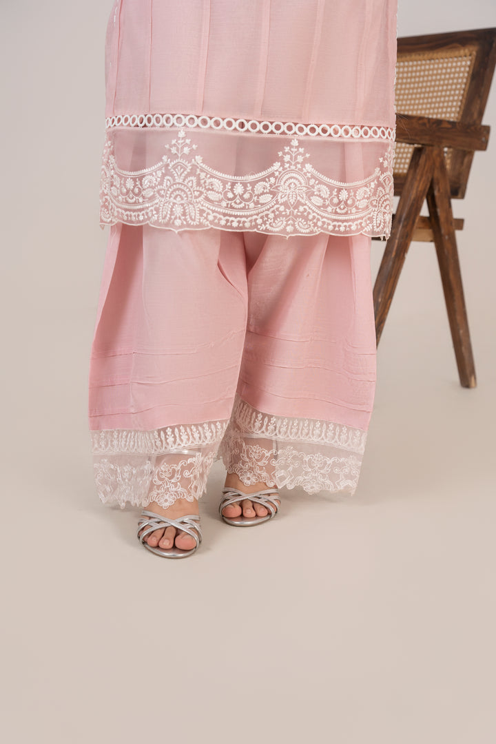 Laleen - Riva Cotton Silk Suit For Women - Baby Pink - 3 Piece