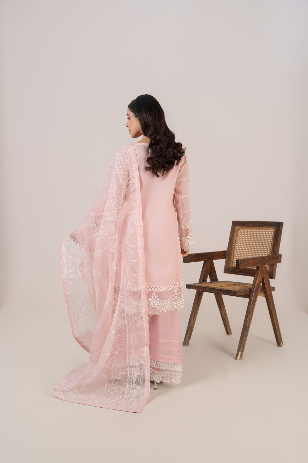 Laleen - Riva Cotton Silk Suit For Women - Baby Pink - 3 Piece