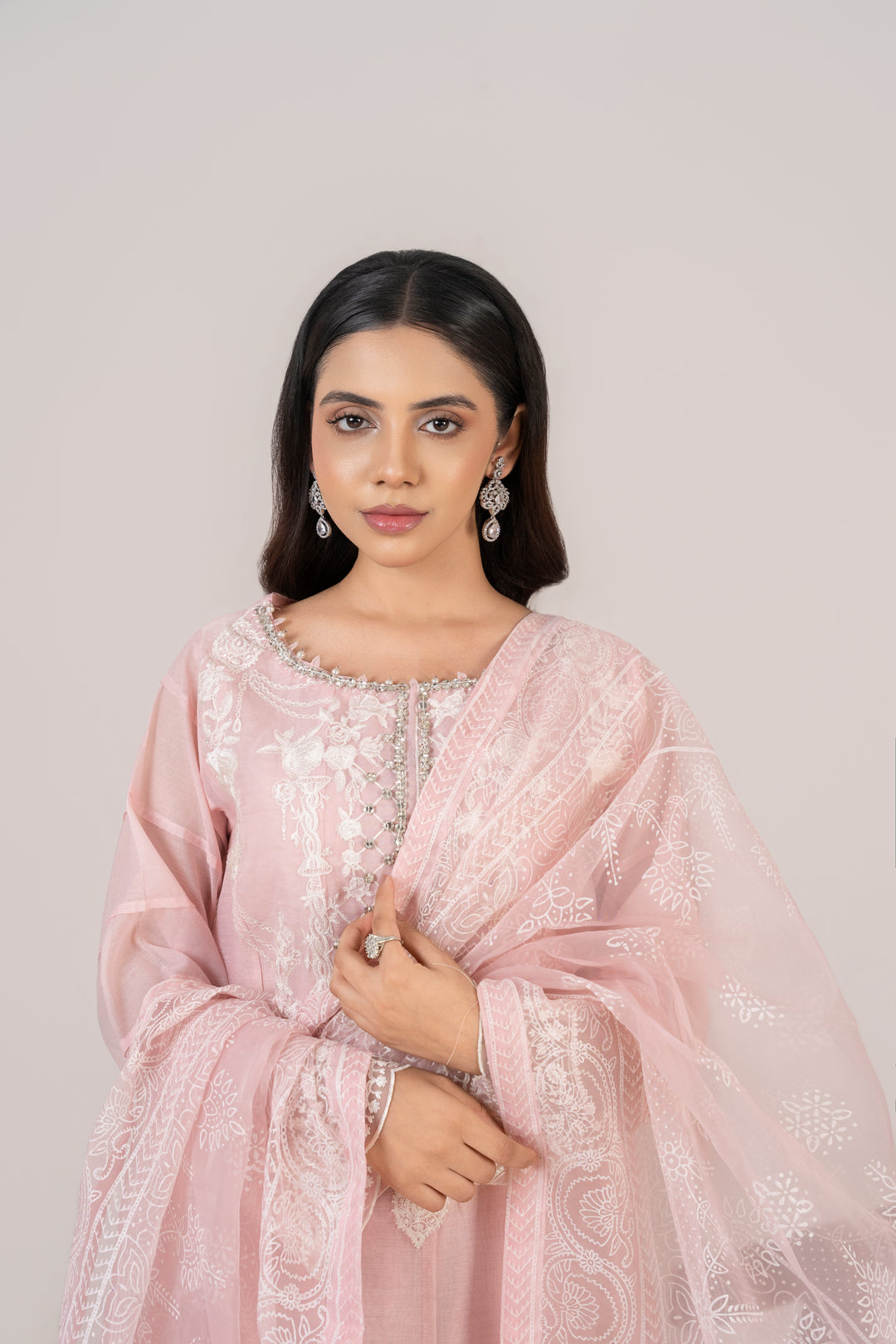 Laleen - Riva Cotton Silk Suit For Women - Baby Pink - 3 Piece