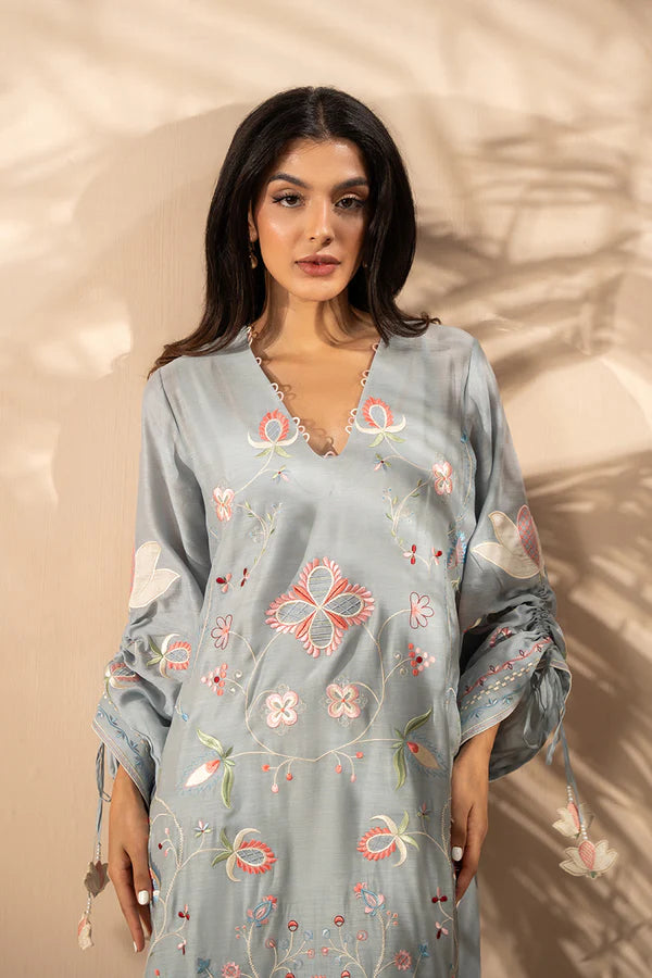 Sania Maskatiya - Rizka - Khaddi Silk - Misty Blue - 1 Piece