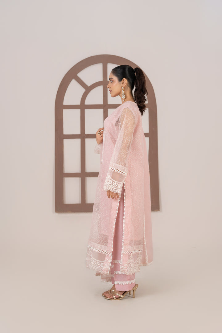 Laleen - Rose Cotton Silk Suit For Women - Baby Pink - 3 Piece