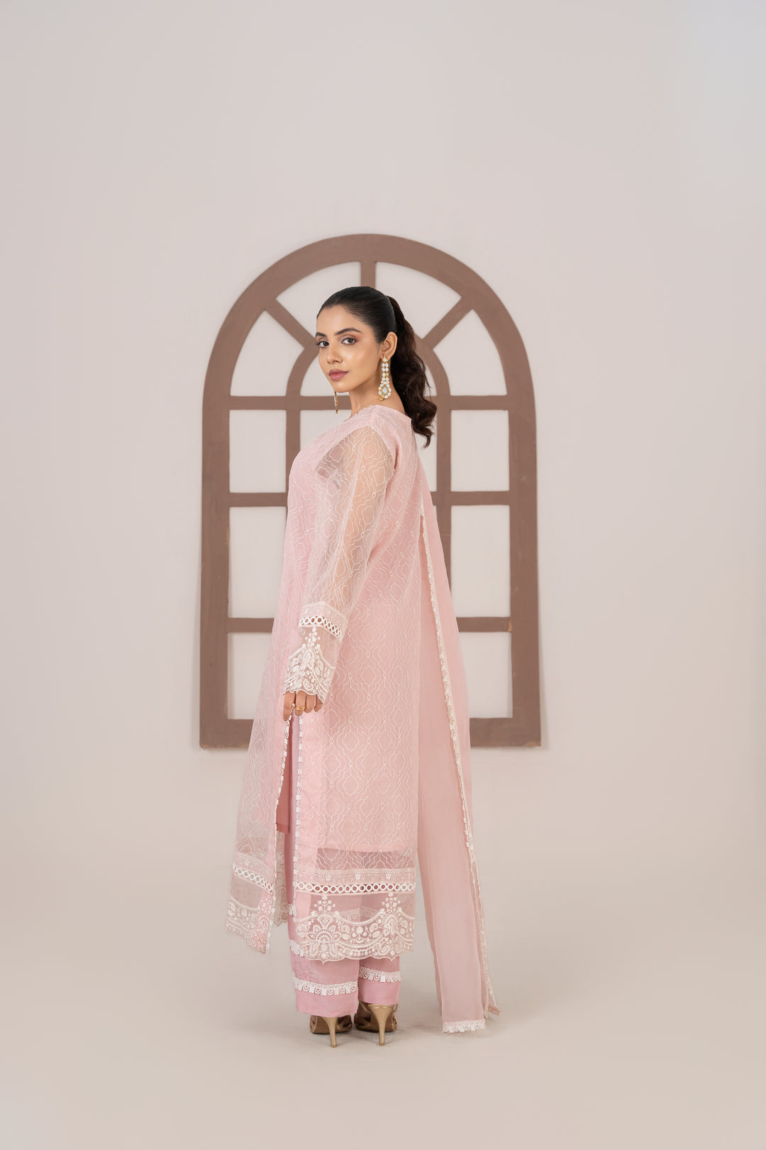 Laleen - Rose Cotton Silk Suit For Women - Baby Pink - 3 Piece