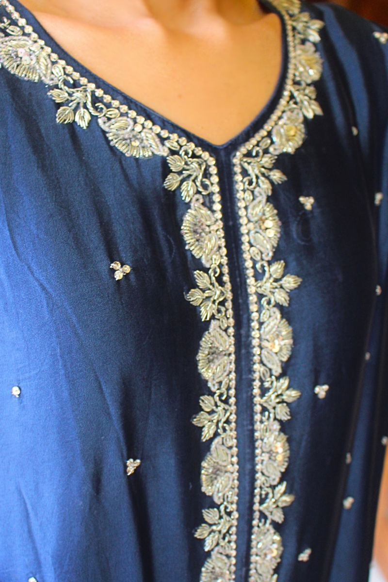 Nazia and Parisa - Royale - Royal blue - Sheesha silk - 3 Piece