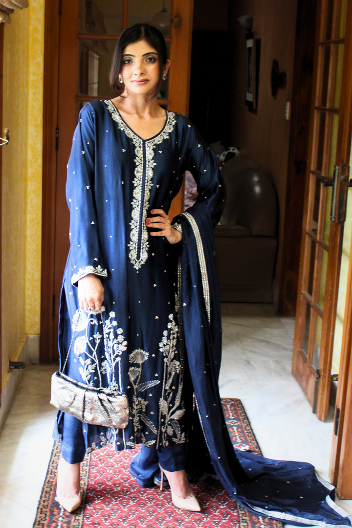 Nazia and Parisa - Royale - Royal blue - Sheesha silk - 3 Piece