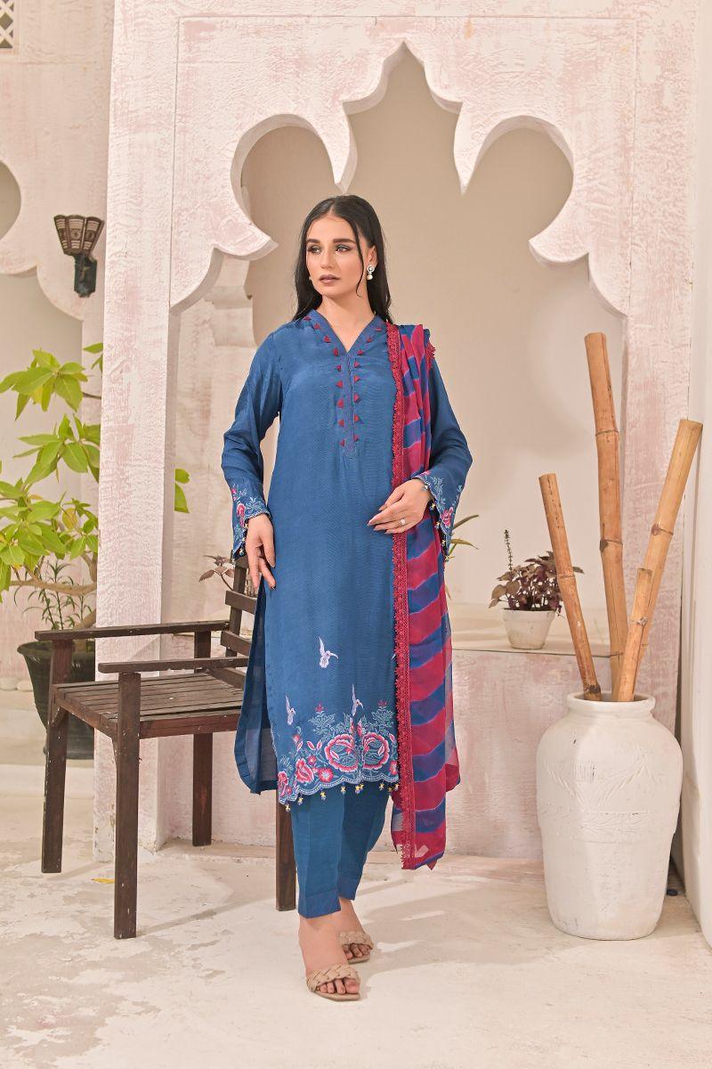 Ruby Couture - BLUE RUSH - Raw Silk  - 3 Piece