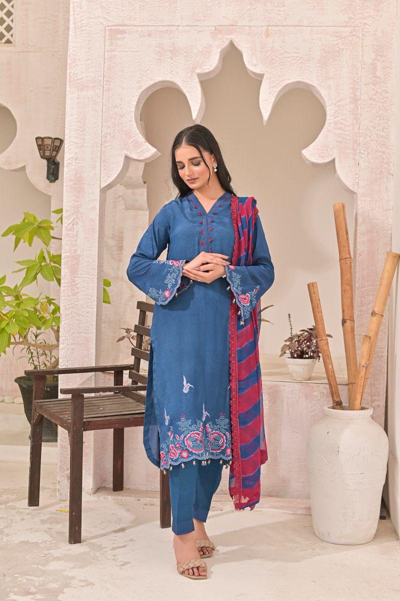 Ruby Couture - BLUE RUSH - Raw Silk  - 3 Piece