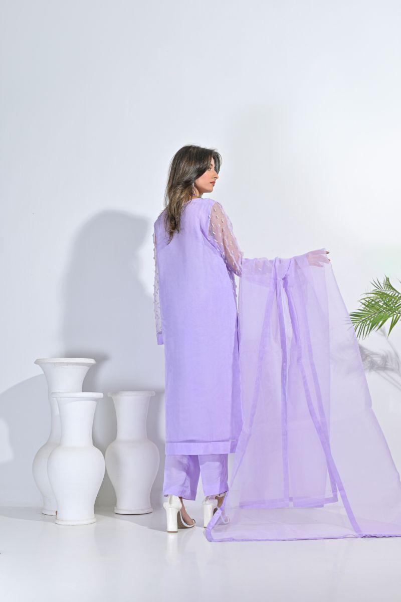 Rubys Couture - Blue Perals - Rinaz - Organza & Silk - 3 Piece
