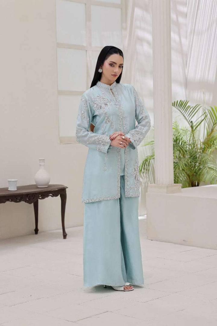 Rubys Couture - Gohar Shesha Silk Suit For Women - Ice Blue - 3 Piece