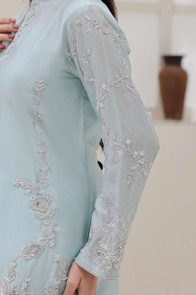 Rubys Couture - Gohar Shesha Silk Suit For Women - Ice Blue - 3 Piece