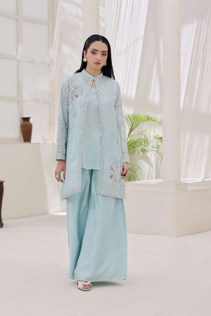 Rubys Couture - Gohar Shesha Silk Suit For Women - Ice Blue - 3 Piece