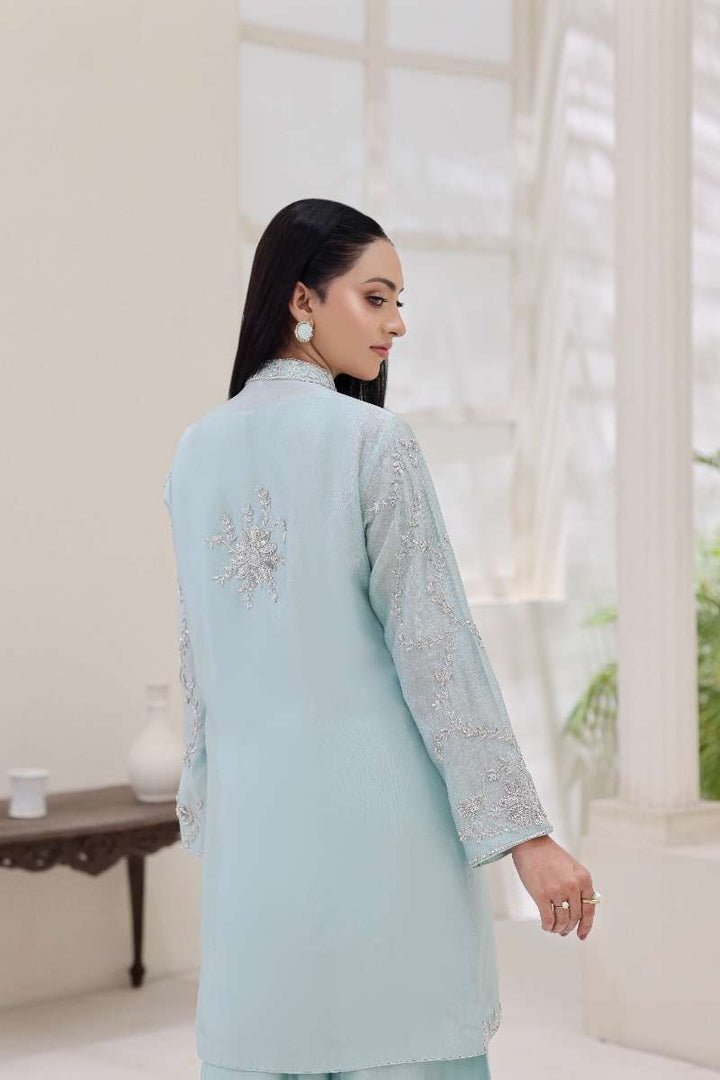 Rubys Couture - Gohar Shesha Silk Suit For Women - Ice Blue - 3 Piece