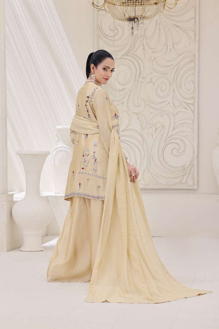 Rubys Couture - Maha Gul Shesha Silk Suit For Women - Gold - 3 Piece