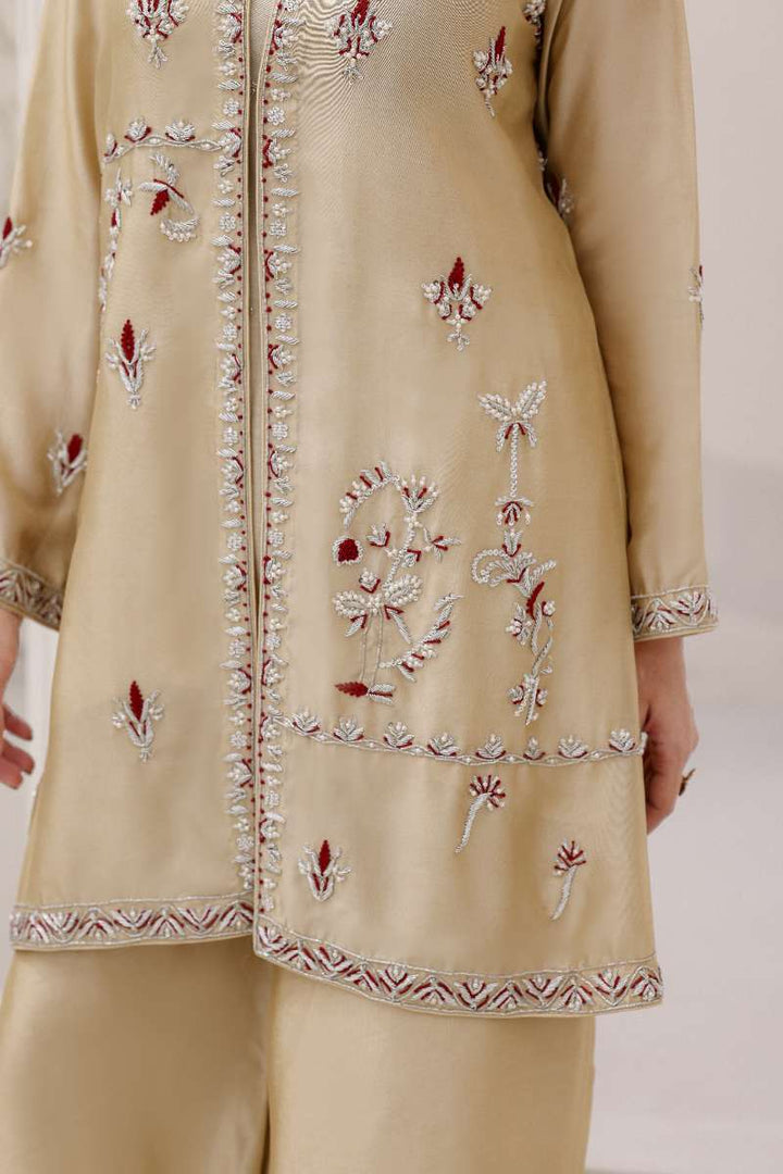 Rubys Couture - Maha Gul Shesha Silk Suit For Women - Gold - 3 Piece