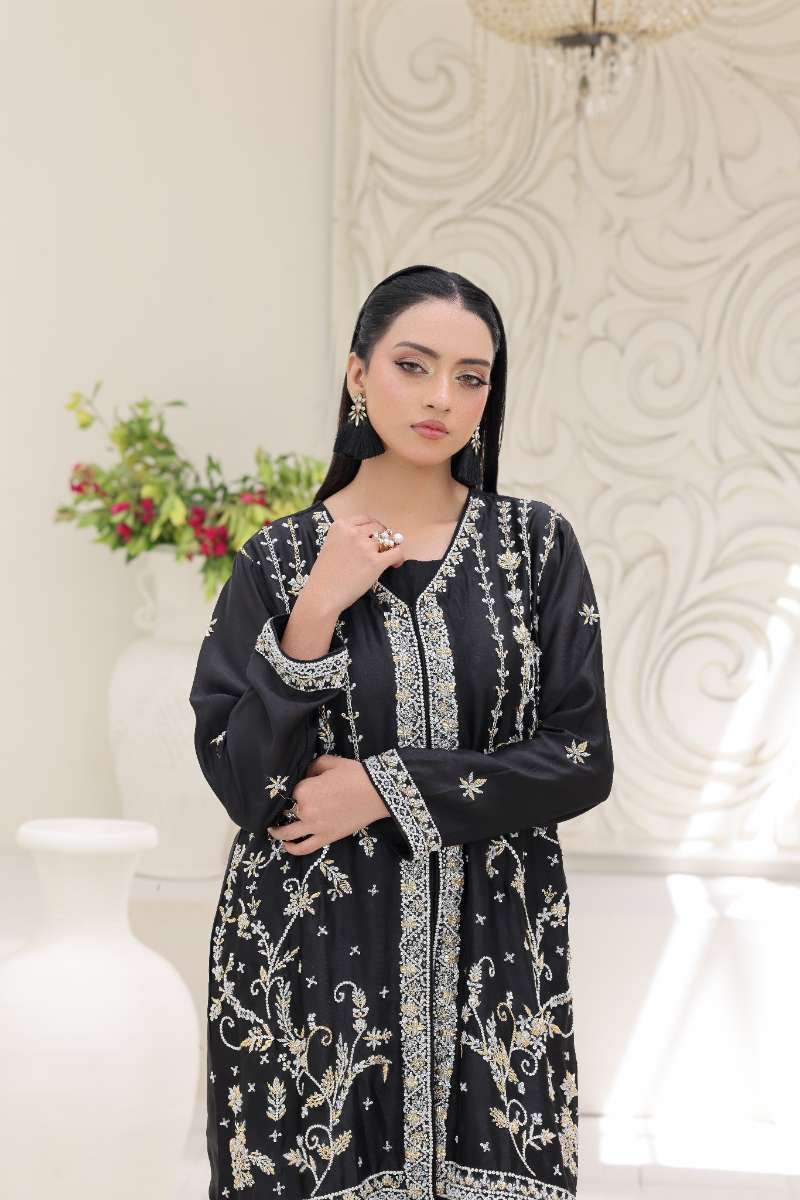 Rubys Couture - Nagma Shesha Silk Suit For Women - Black - 3 Piece