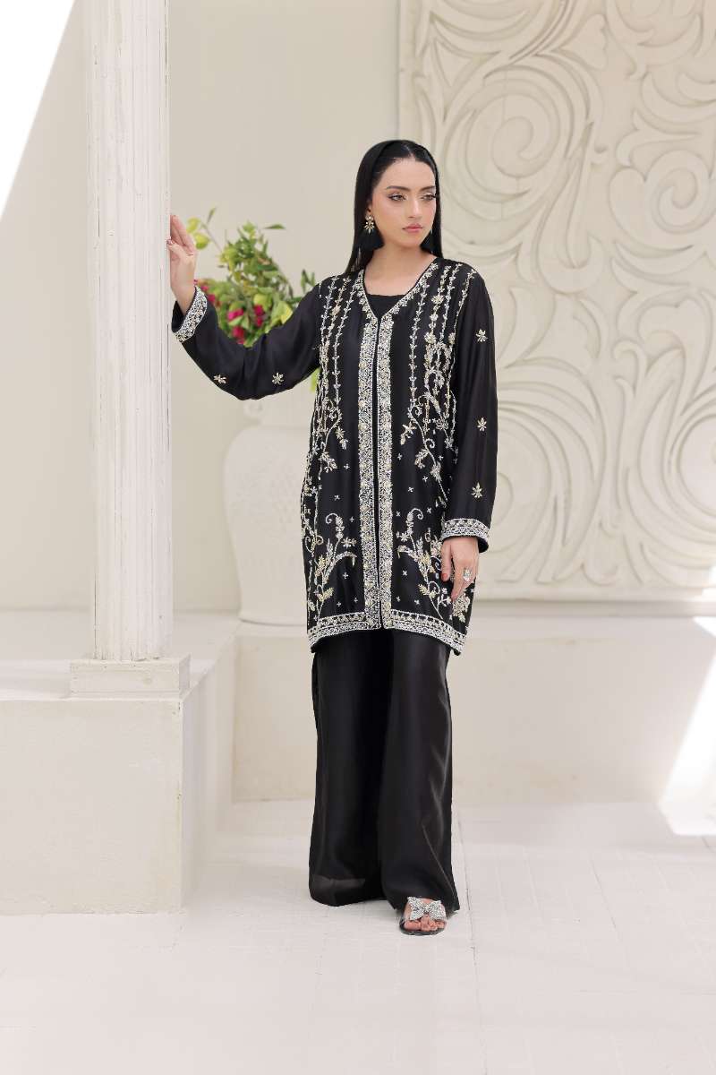 Rubys Couture - Nagma Shesha Silk Suit For Women - Black - 3 Piece