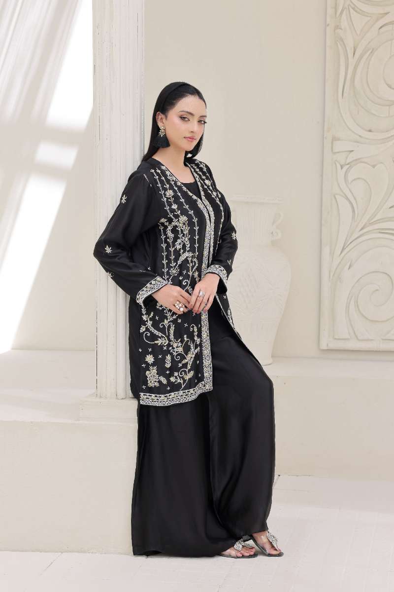 Rubys Couture - Nagma Shesha Silk Suit For Women - Black - 3 Piece