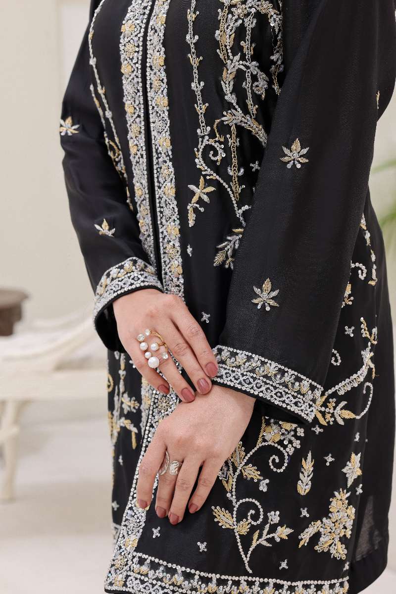 Rubys Couture - Nagma Shesha Silk Suit For Women - Black - 3 Piece