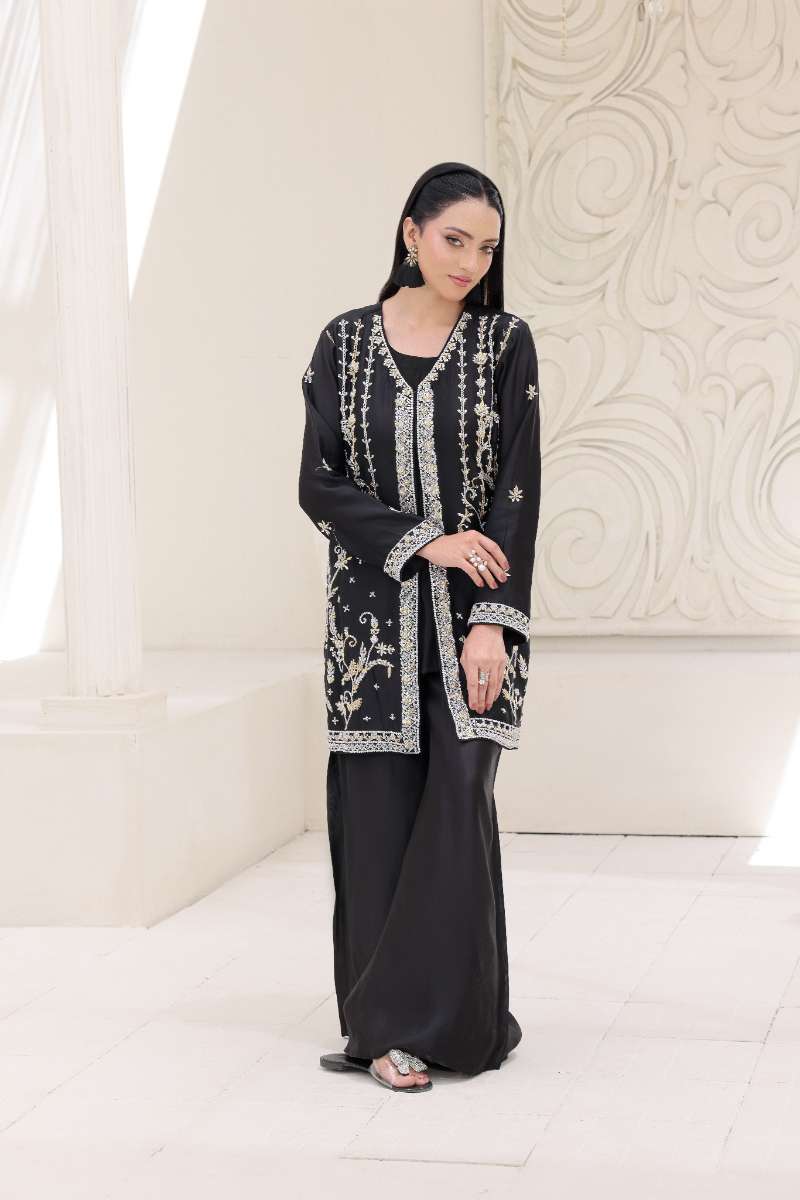 Rubys Couture - Nagma Shesha Silk Suit For Women - Black - 3 Piece