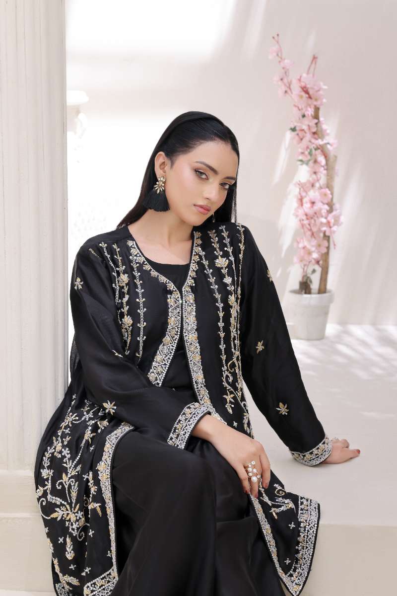 Rubys Couture - Nagma Shesha Silk Suit For Women - Black - 3 Piece