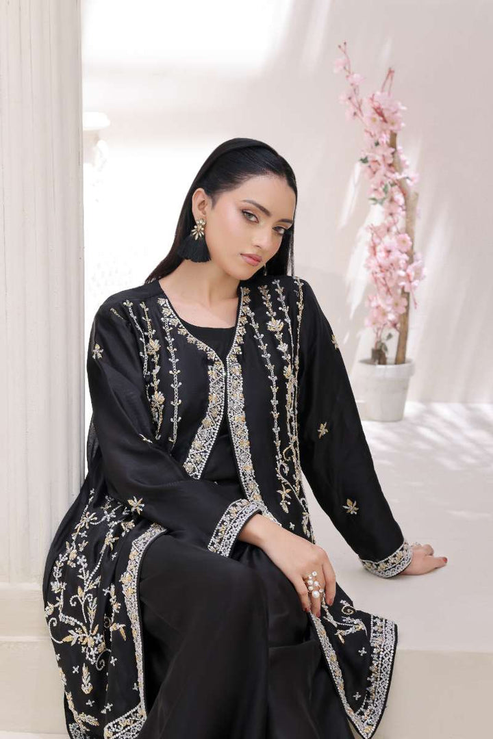 Rubys Couture - Nagma Shesha Silk Suit For Women - Black - 3 Piece