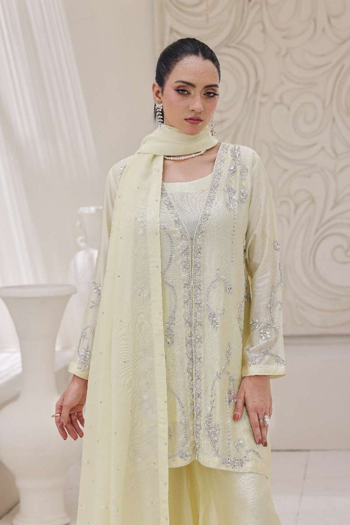 Rubys Couture - Shahi Shesha Silk Suit For Women - Yellow - 3 Piece