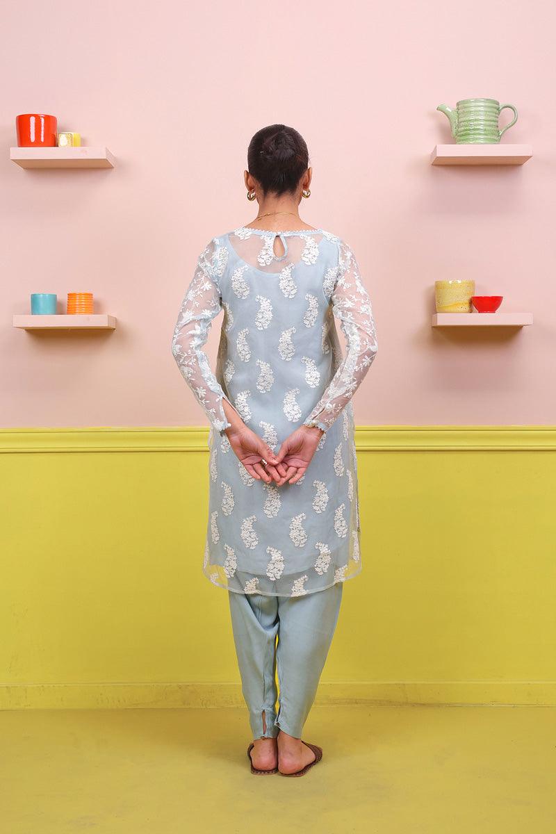Generation - Naaz Asmani Set - Ice Blue - Karandi - 2 Piece