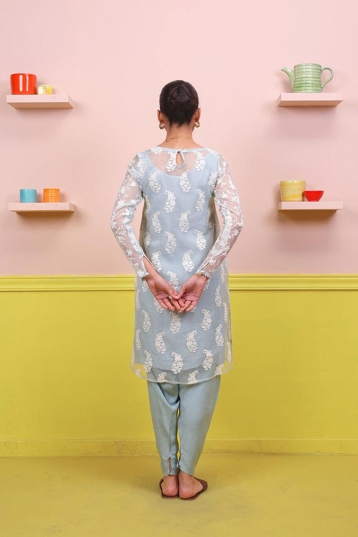 Generation - Naaz Asmani Set - Ice Blue - Karandi - 2 Piece