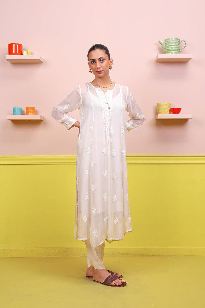 Generation - Naaz Embroidered Set - Off White - Karandi - 2 Piece