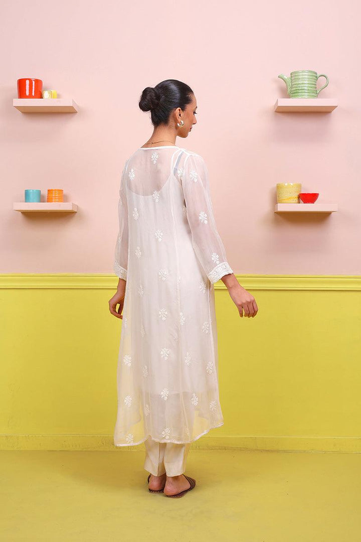 Generation - Naaz Embroidered Set - Off White - Karandi - 2 Piece