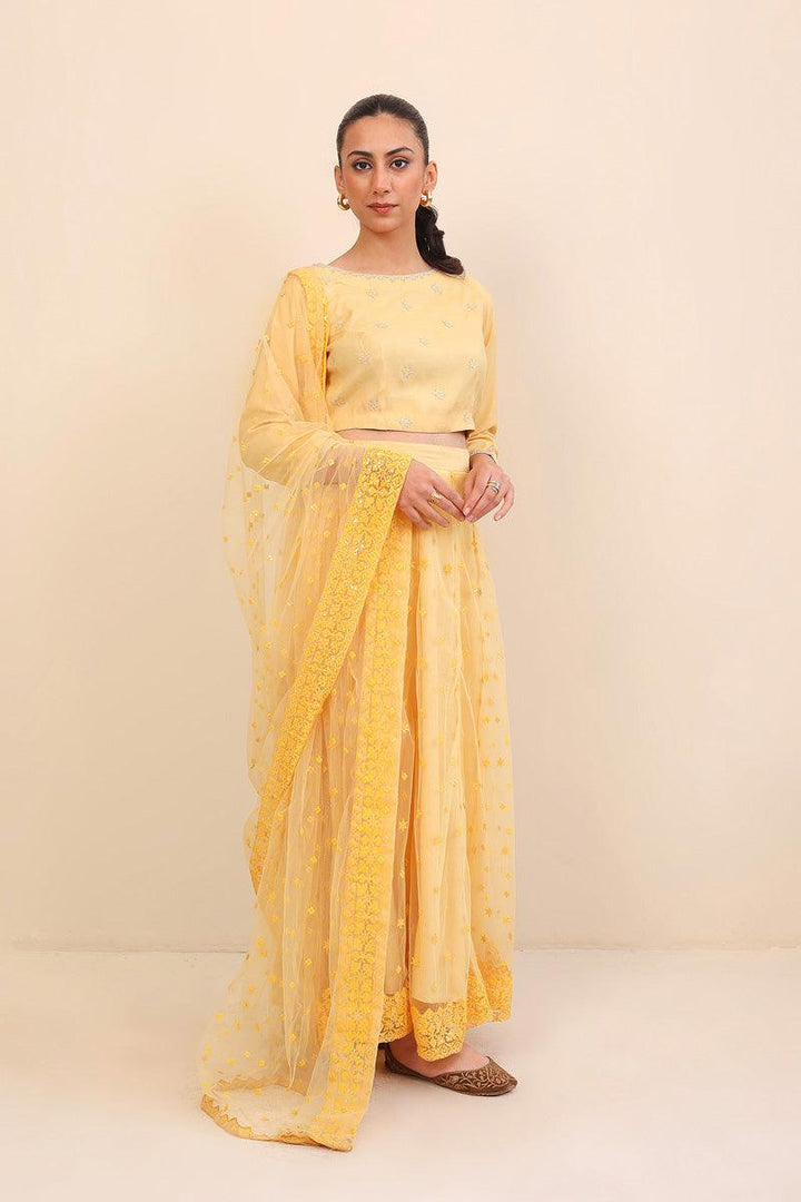 Generation - Pan Banaras Lehnga Set - Yellow - Net - 3 Piece