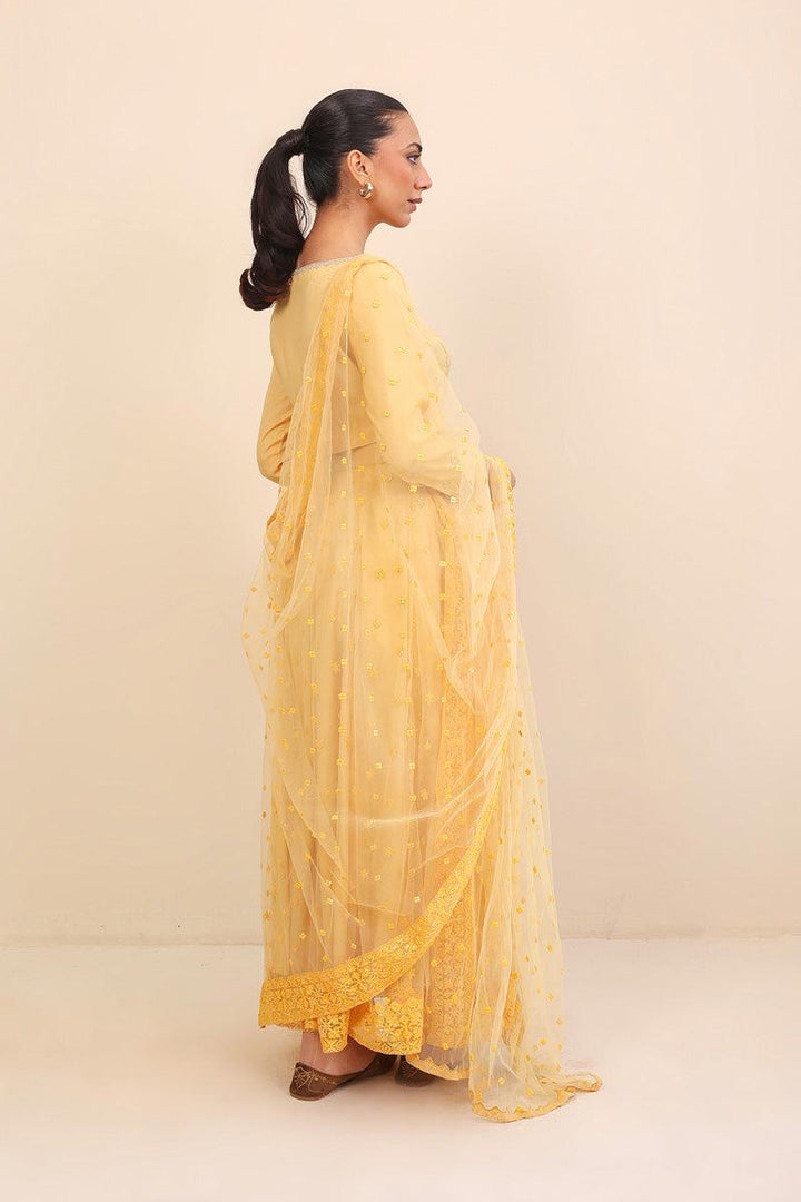 Generation - Pan Banaras Lehnga Set - Yellow - Net - 3 Piece