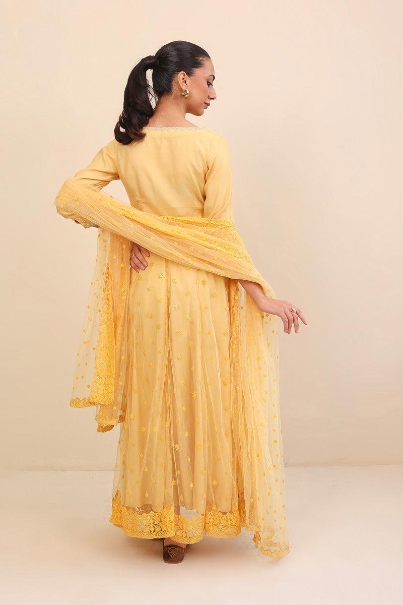 Generation - Pan Banaras Lehnga Set - Yellow - Net - 3 Piece