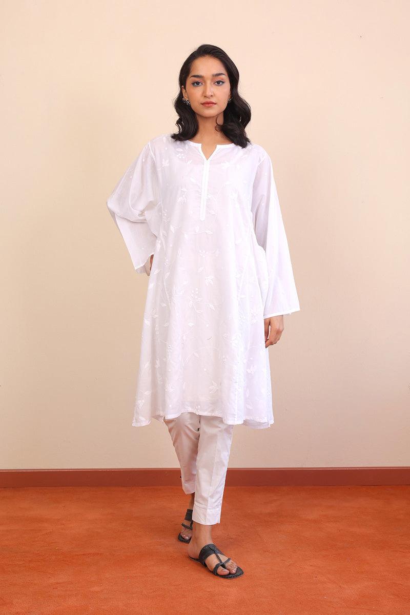 Generation - NKR White on White Kurta - White - Lawn - 1 Piece