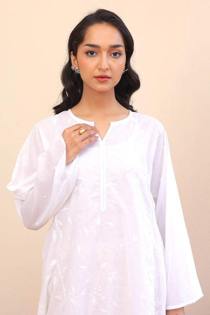 Generation - NKR White on White Kurta - White - Lawn - 1 Piece