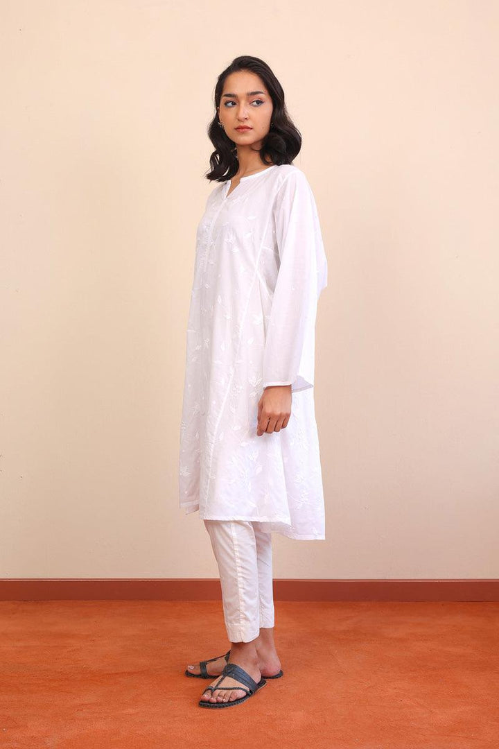 Generation - NKR White on White Kurta - White - Lawn - 1 Piece