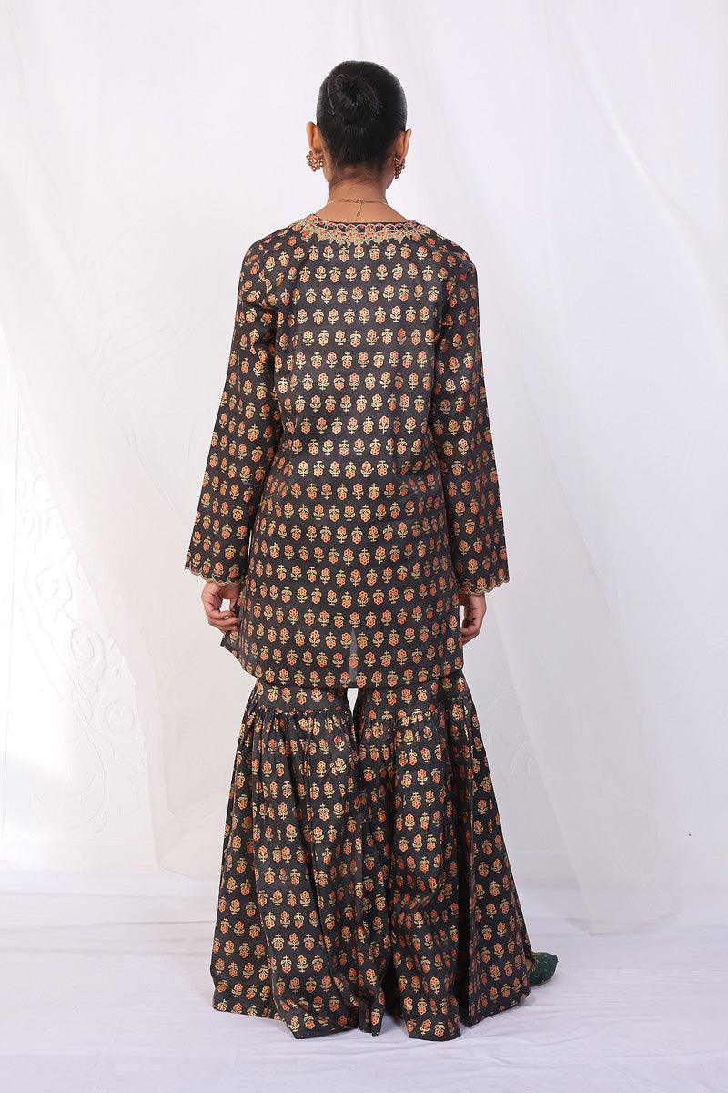 Generation - Sunehri Gharara Set - Black - Cotton - 2 Piece